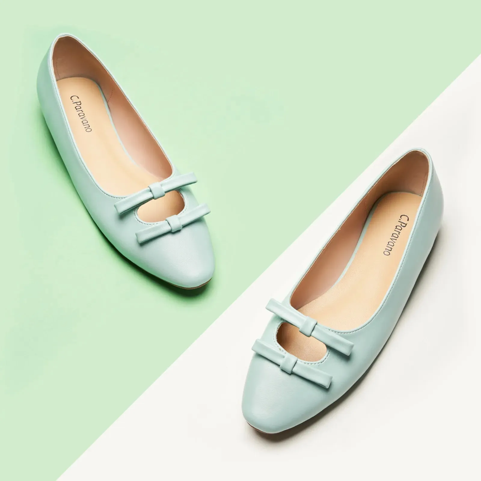 Double Bow Ties Cutout Ballet Flats (Emma)