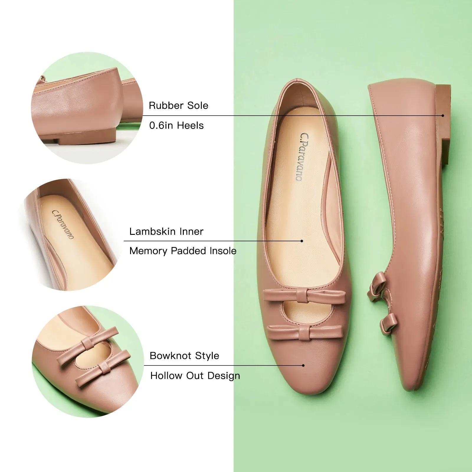 Double Bow Ties Cutout Ballet Flats (Emma)