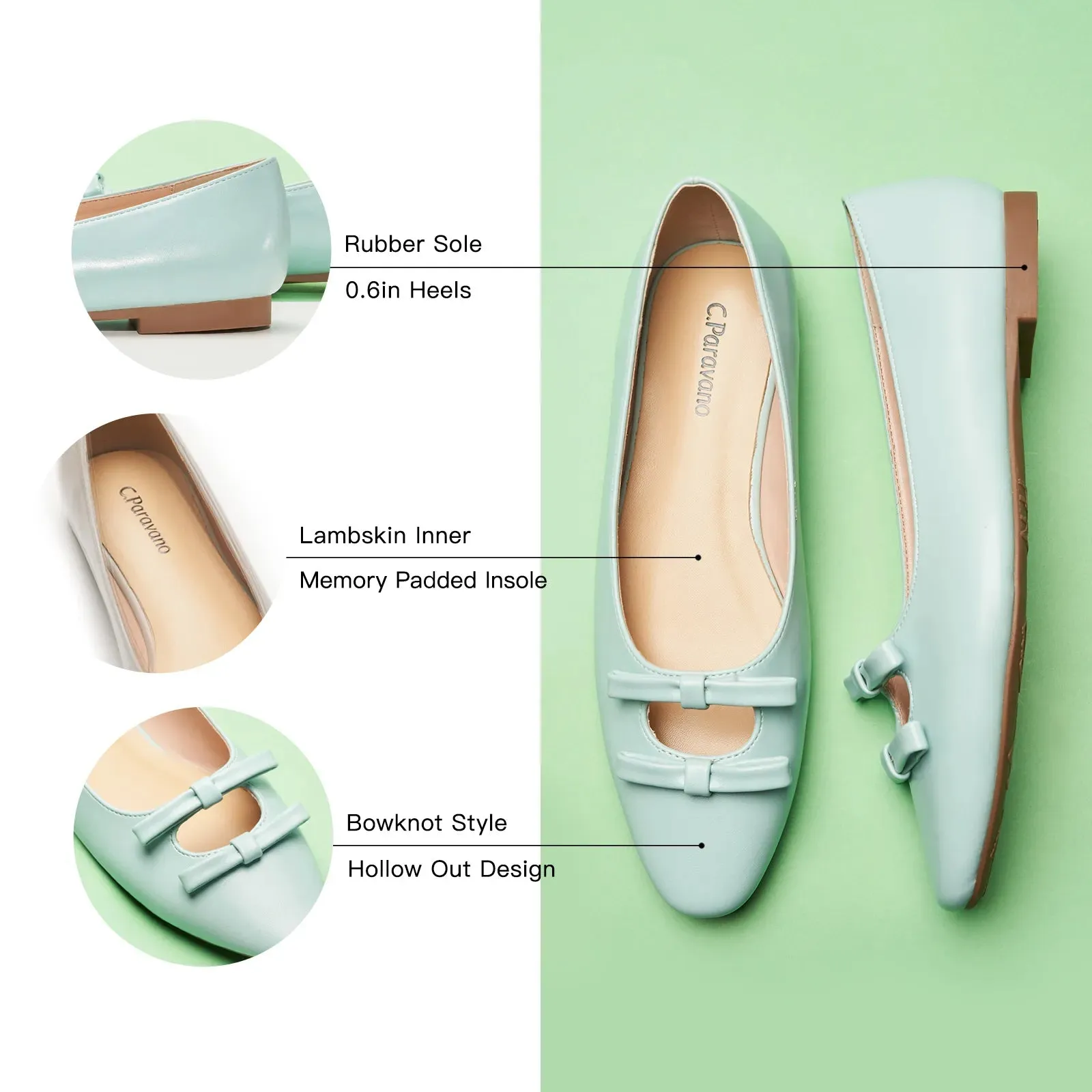 Double Bow Ties Cutout Ballet Flats (Emma)
