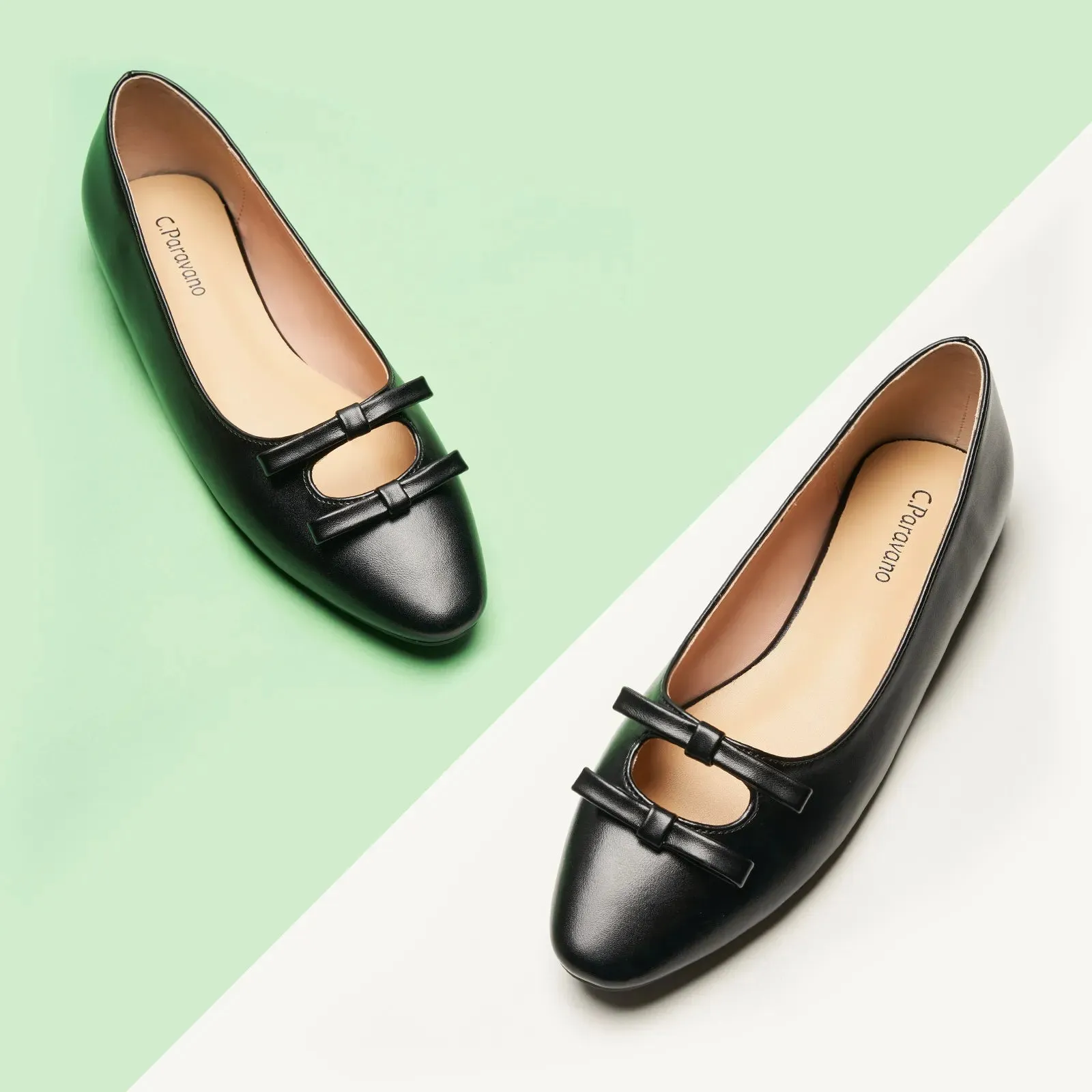 Double Bow Ties Cutout Ballet Flats (Emma)