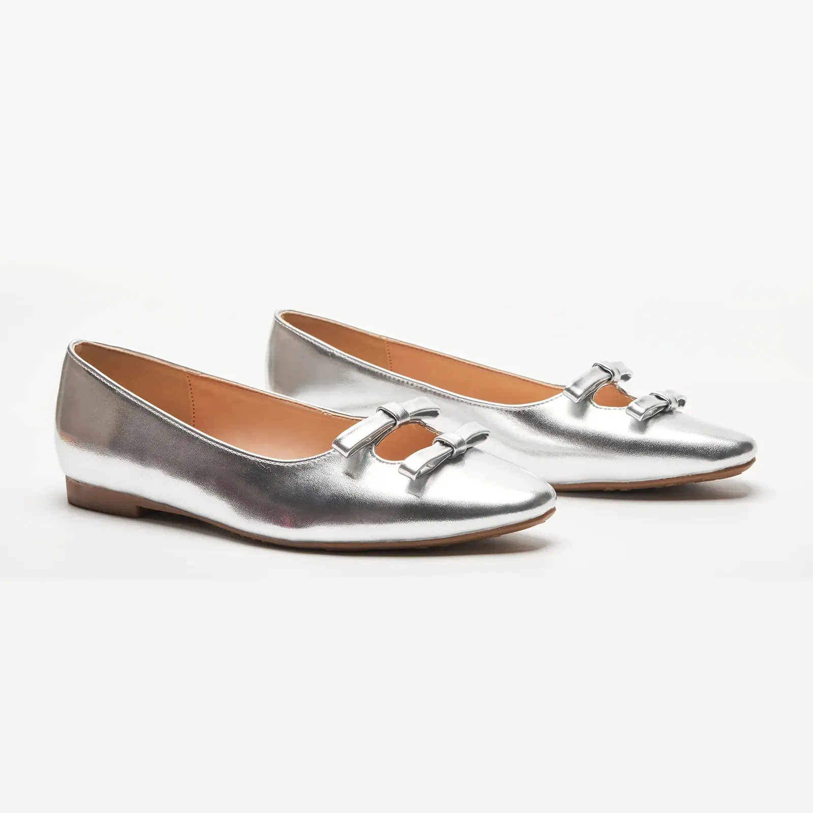 Double Bow Ties Cutout Ballet Flats (Emma)