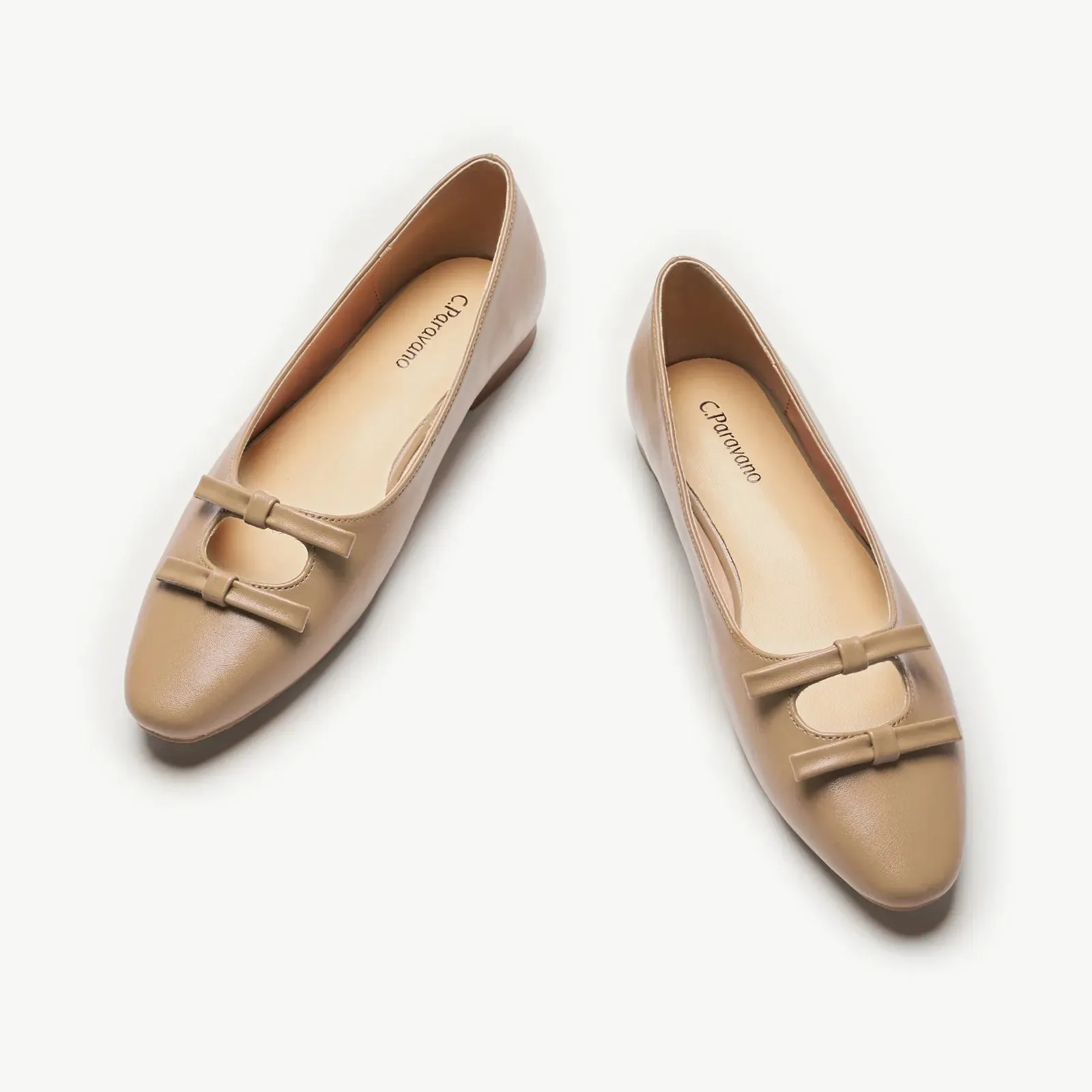 Double Bow Ties Cutout Ballet Flats (Emma)