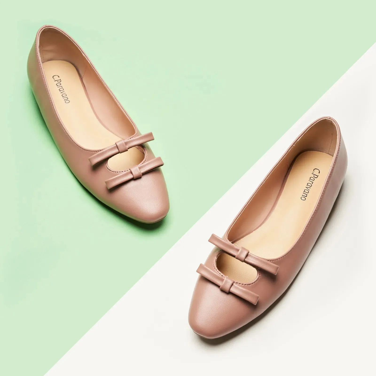 Double Bow Ties Cutout Ballet Flats (Emma)