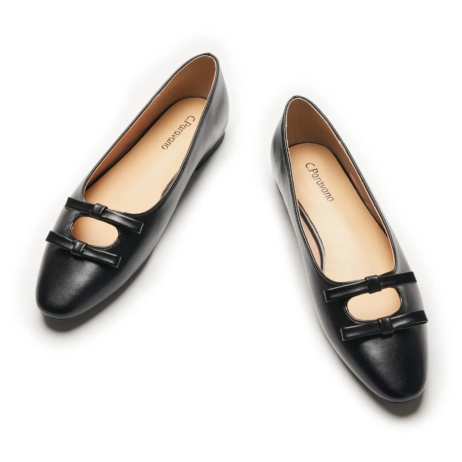 Double Bow Ties Cutout Ballet Flats (Emma)
