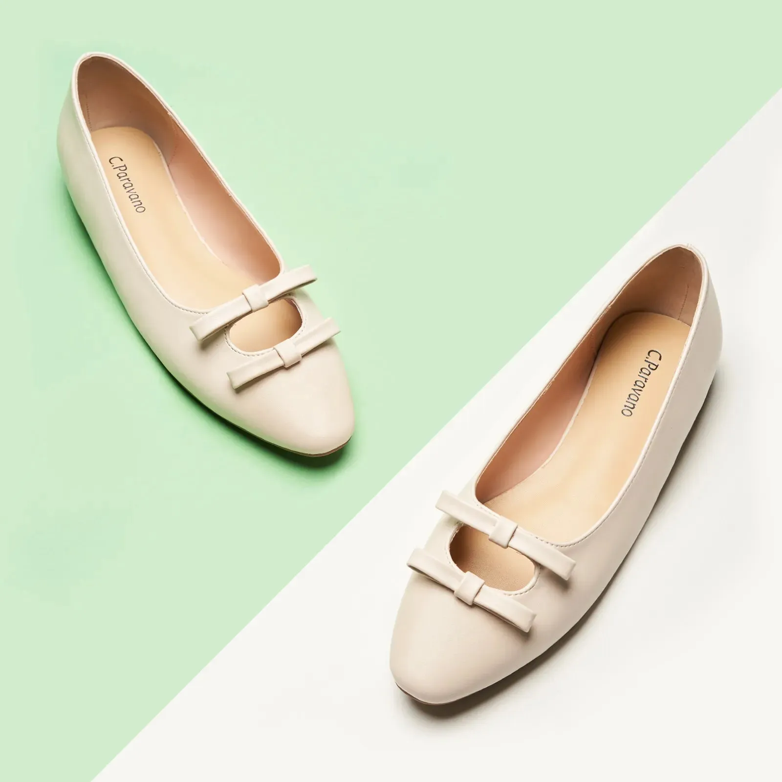 Double Bow Ties Cutout Ballet Flats (Emma)