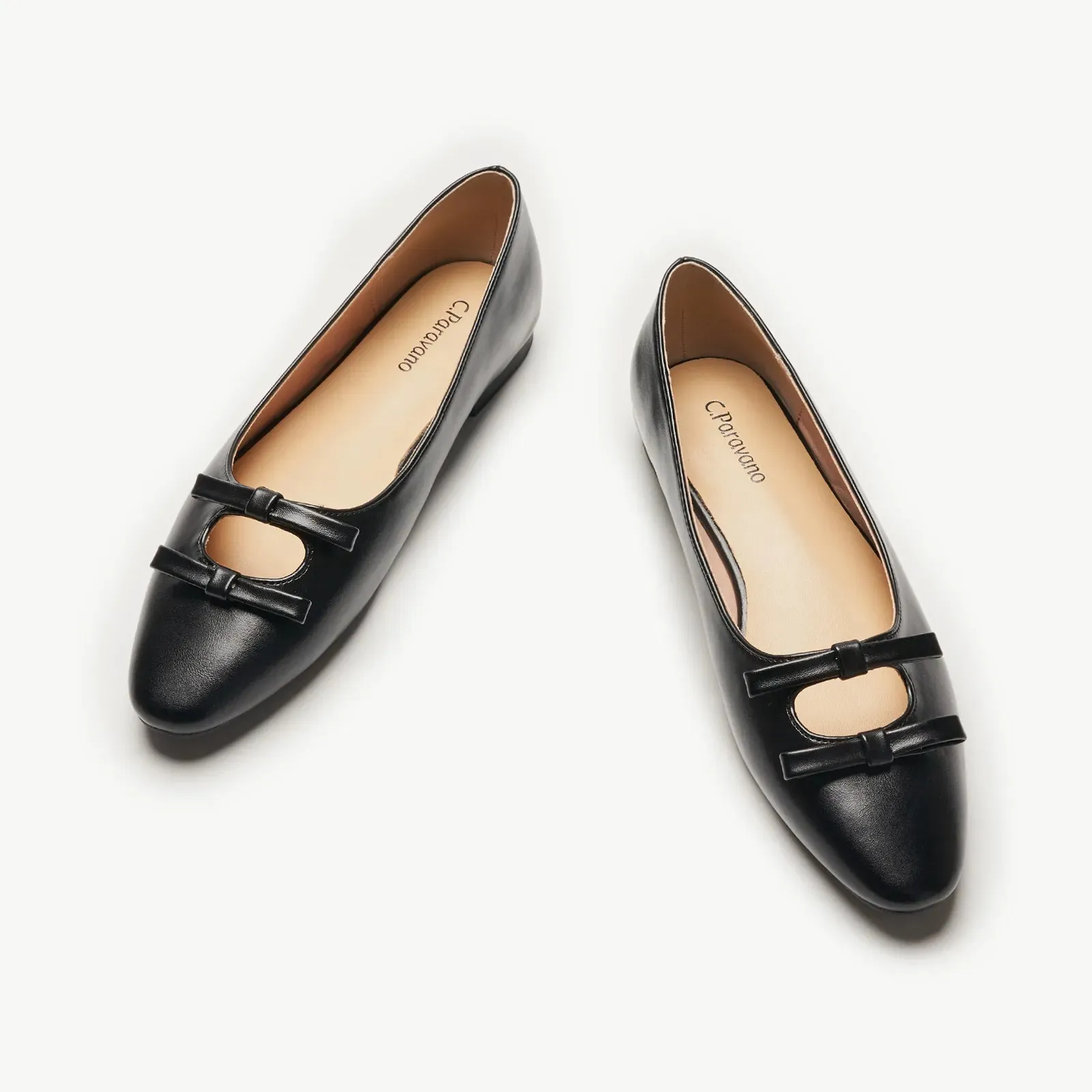 Double Bow Ties Cutout Ballet Flats (Emma)