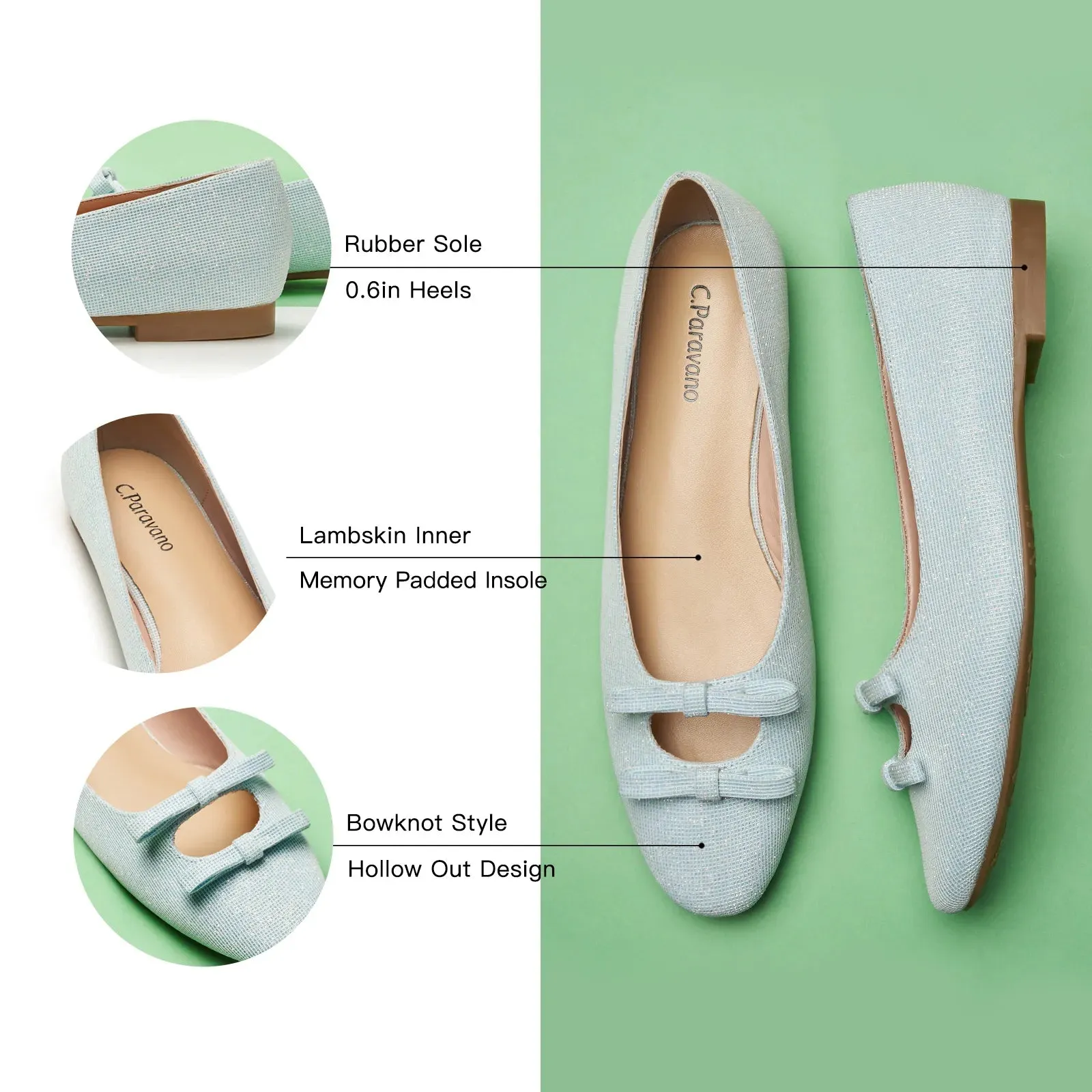 Double Bow Ties Cutout Ballet Flats (Emma)