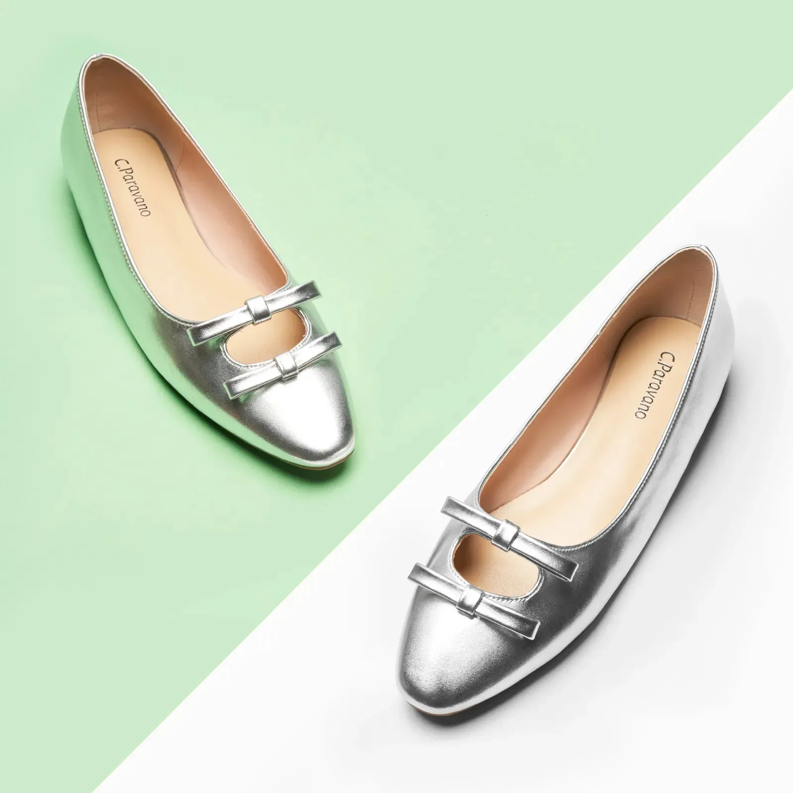 Double Bow Ties Cutout Ballet Flats (Emma)