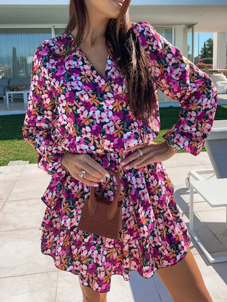 DressBetty - New Elegant V-Neck Design Lace-Up Ruffles Mini Dress