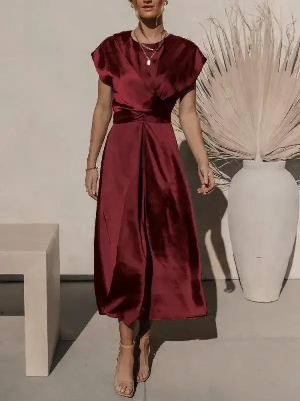 Elegant Satin Silk Midi Dress