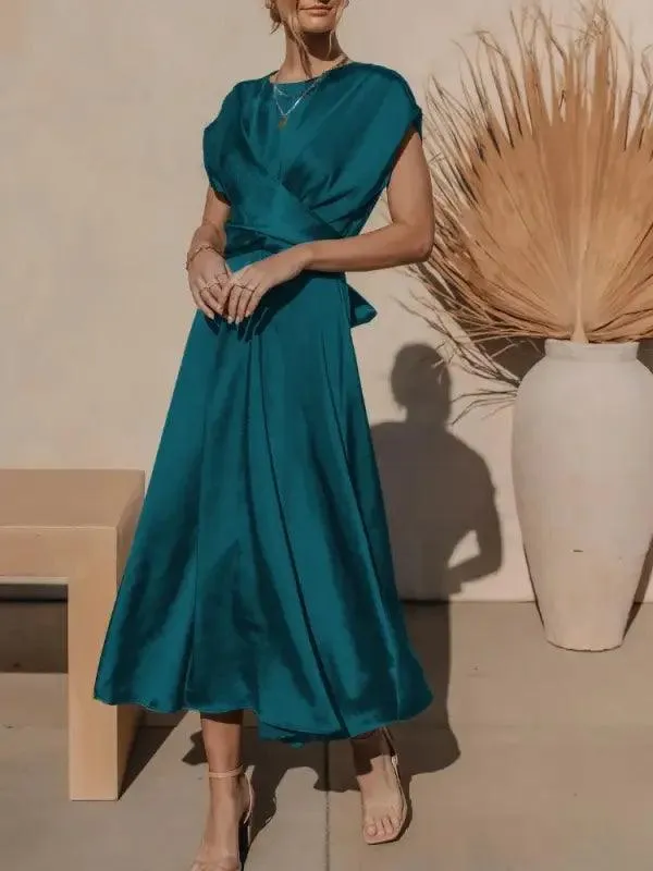 Elegant Satin Silk Midi Dress
