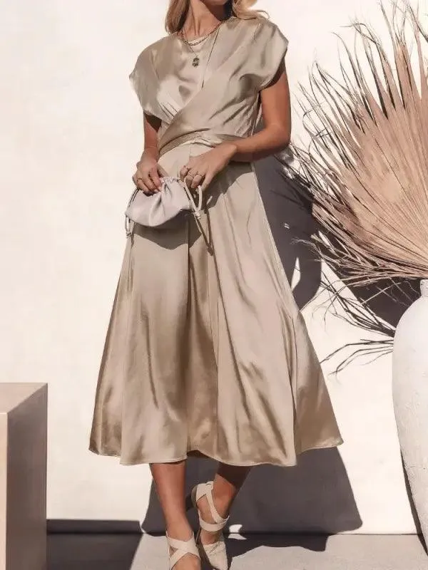 Elegant Satin Silk Midi Dress
