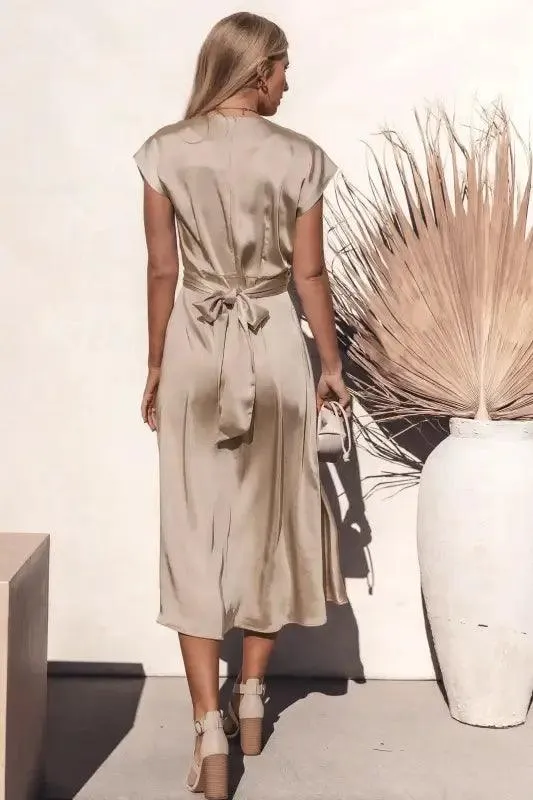 Elegant Satin Silk Midi Dress