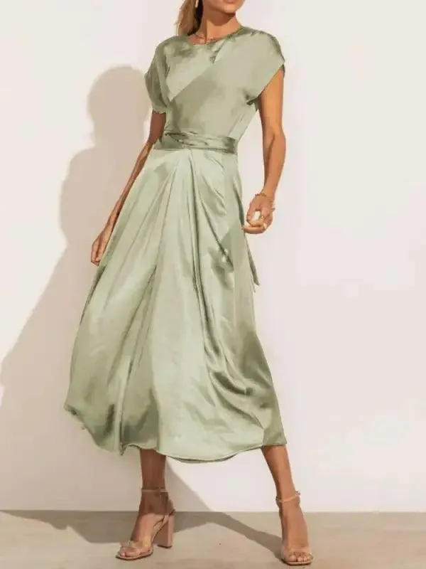 Elegant Satin Silk Midi Dress