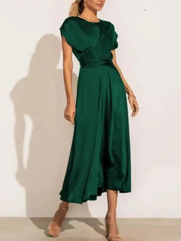Elegant Satin Silk Midi Dress
