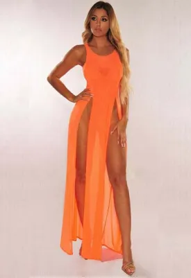 Extreme sexy orange color womenâ€™s see through nigthwear
