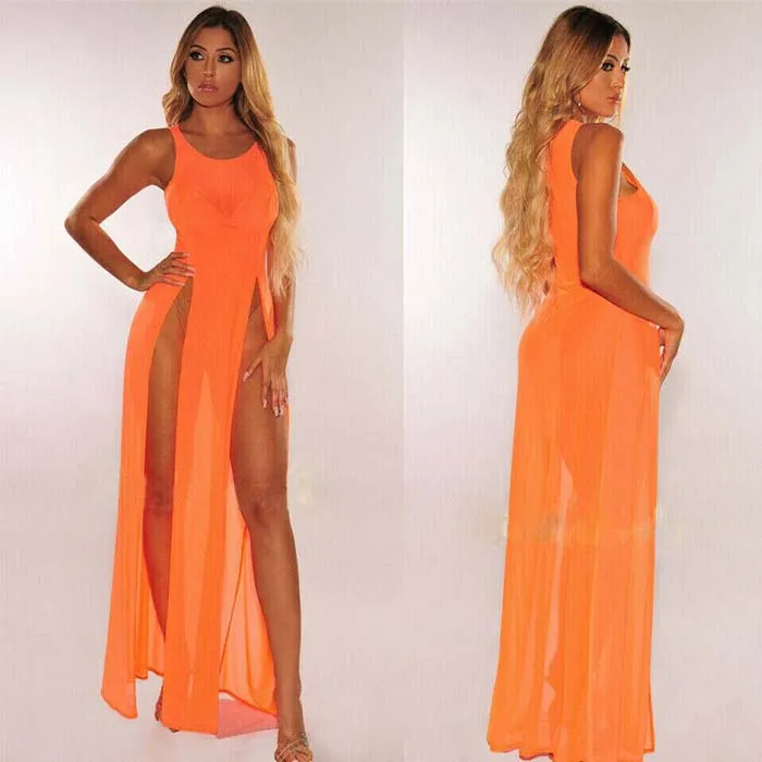 Extreme sexy orange color womenâ€™s see through nigthwear