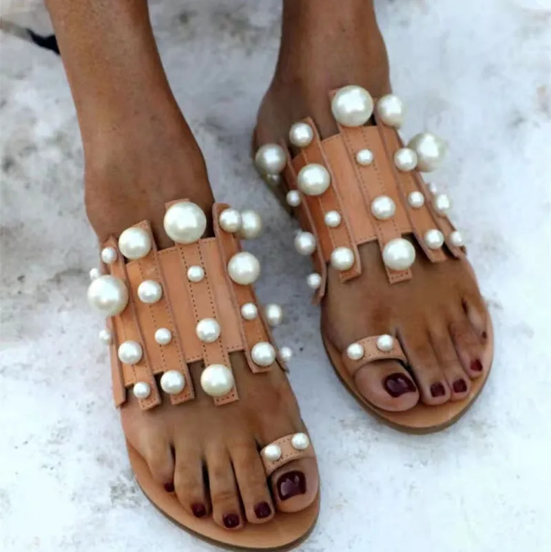Fashion Pearl Flat Slippers（HPSD205）