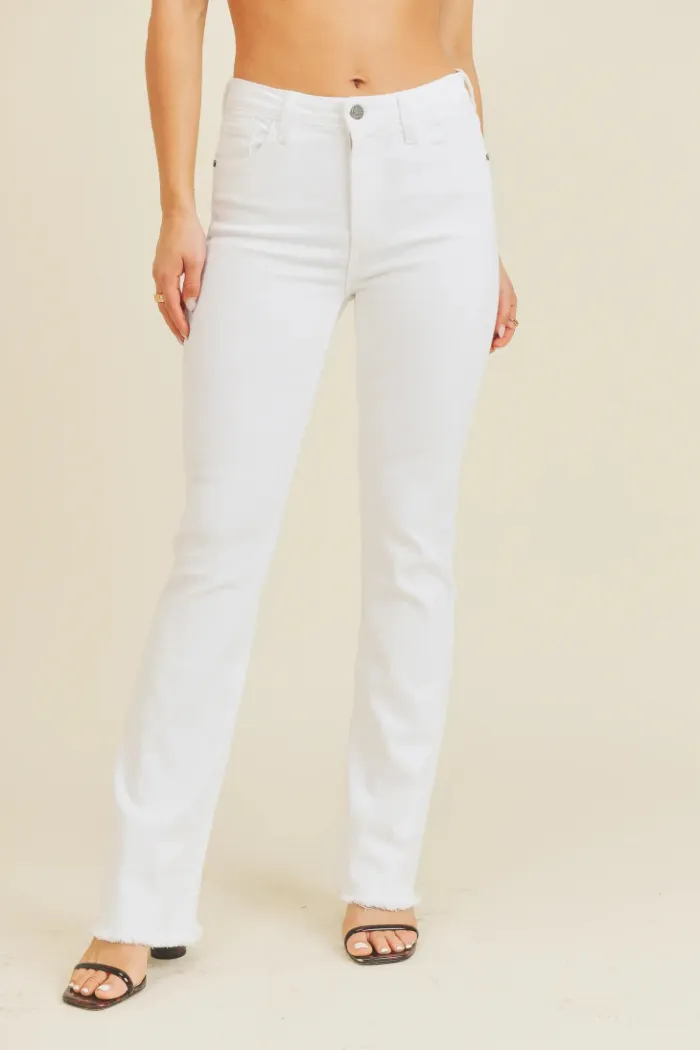 Frayed Bootcut White Denim