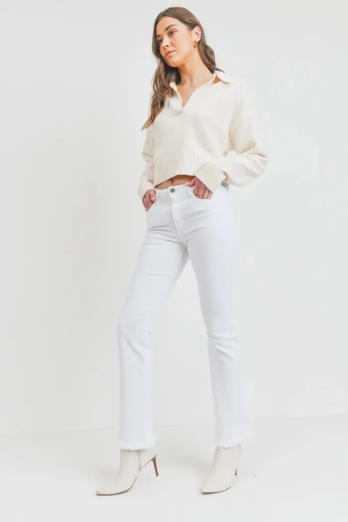 Frayed Bootcut White Denim