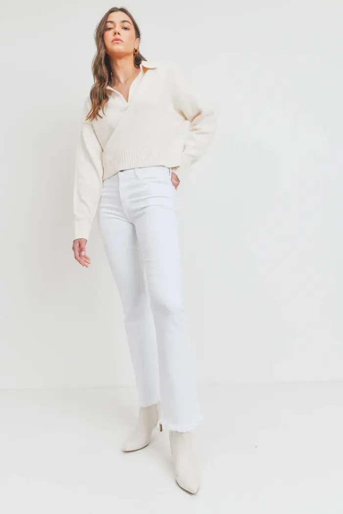 Frayed Bootcut White Denim