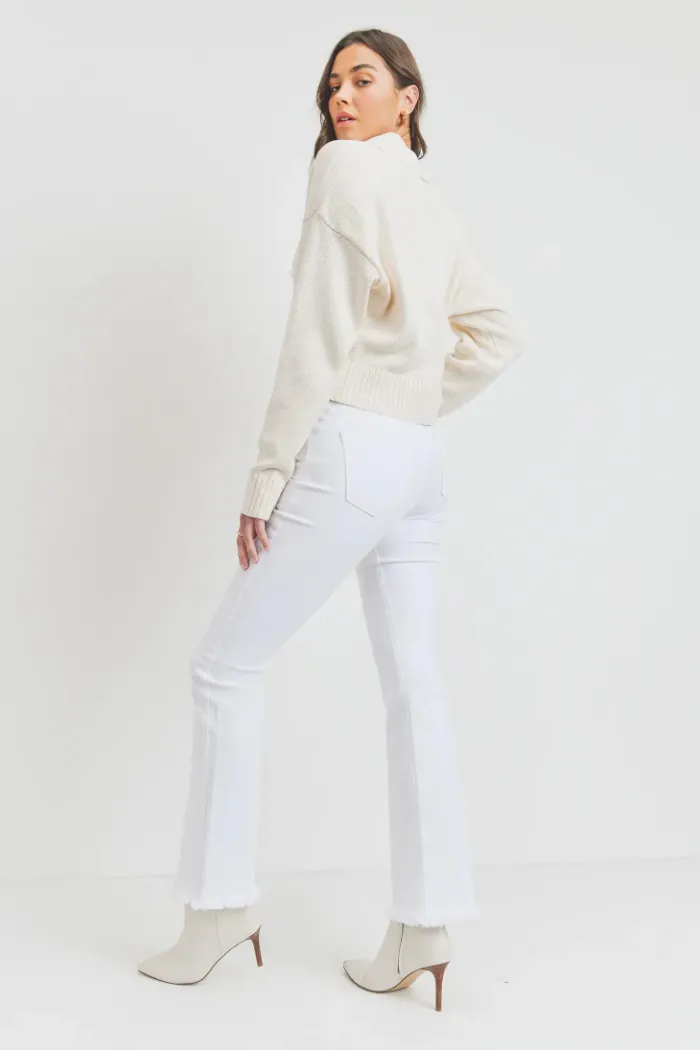 Frayed Bootcut White Denim