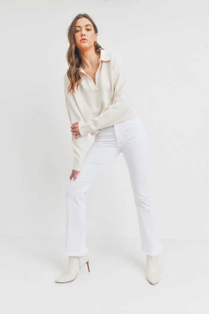 Frayed Bootcut White Denim
