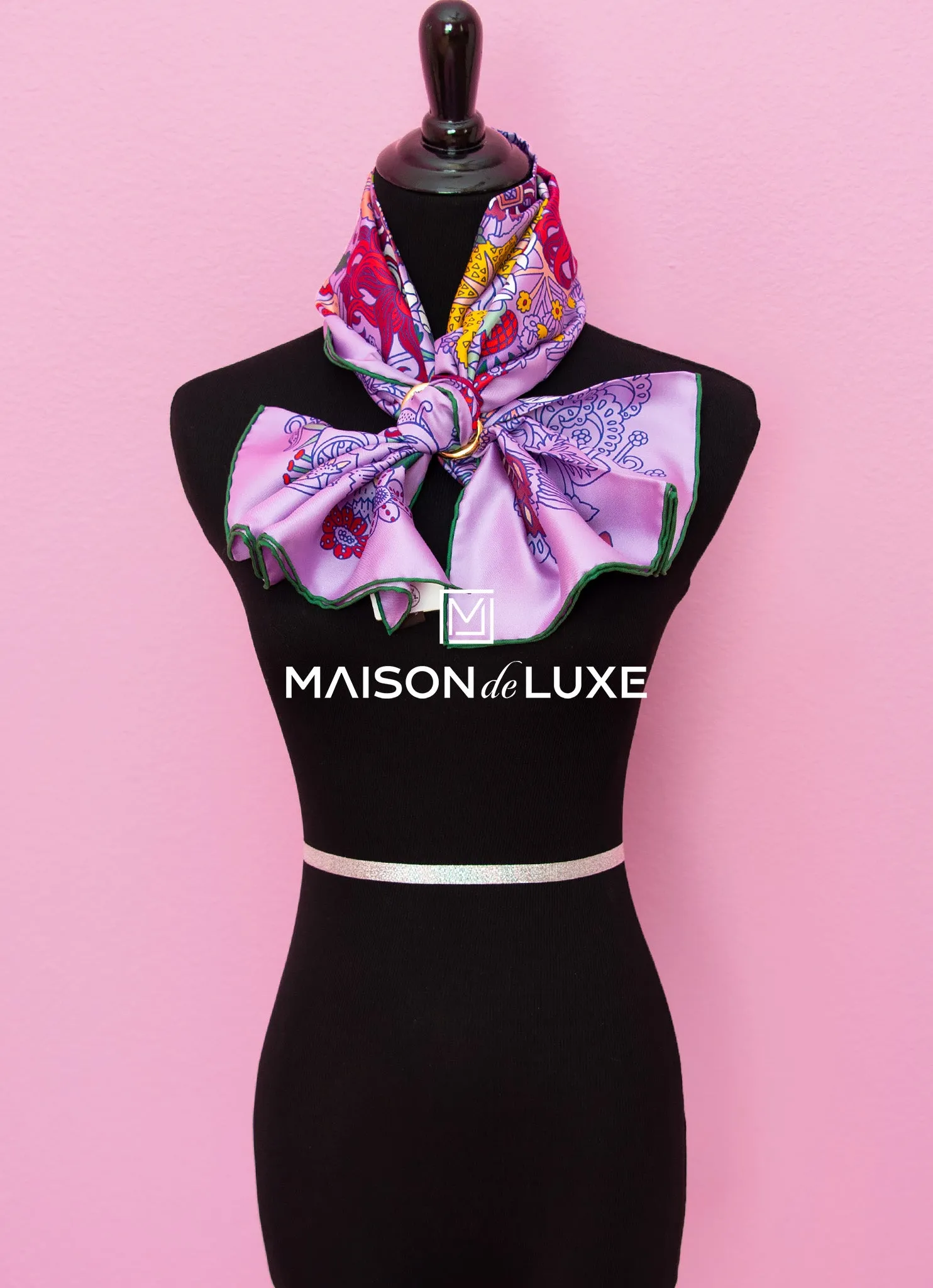 Hermes "Cache-cache Fleuri" Mauve Twill Silk 90 cm Scarf