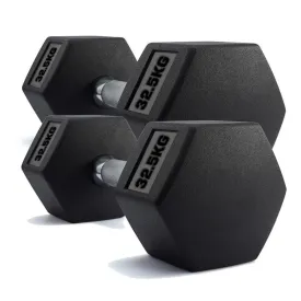 Hex Dumbbells Rubber Encased Weights (Pair) 32.5Kg