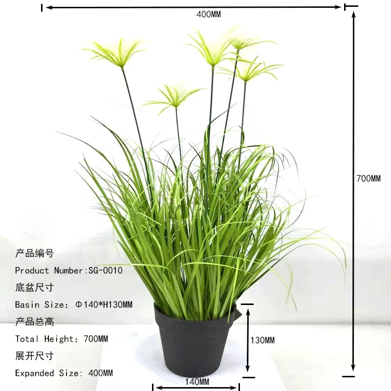 House Office Table Bathroom  Decor  Faux Grass Plants Green Shrubs Plastic Onion Grass potted five-headed Silk Flowers Yooly Plant - YL0010