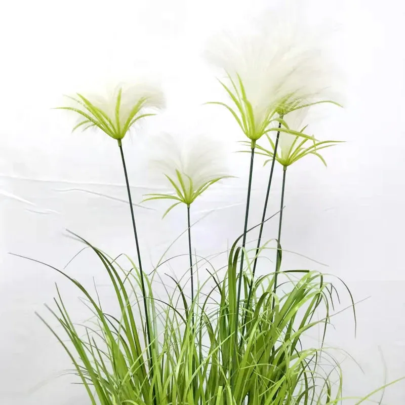 House Office Table Bathroom  Decor  Faux Grass Plants Green Shrubs Plastic Onion Grass potted five-headed Silk Flowers Yooly Plant - YL0010