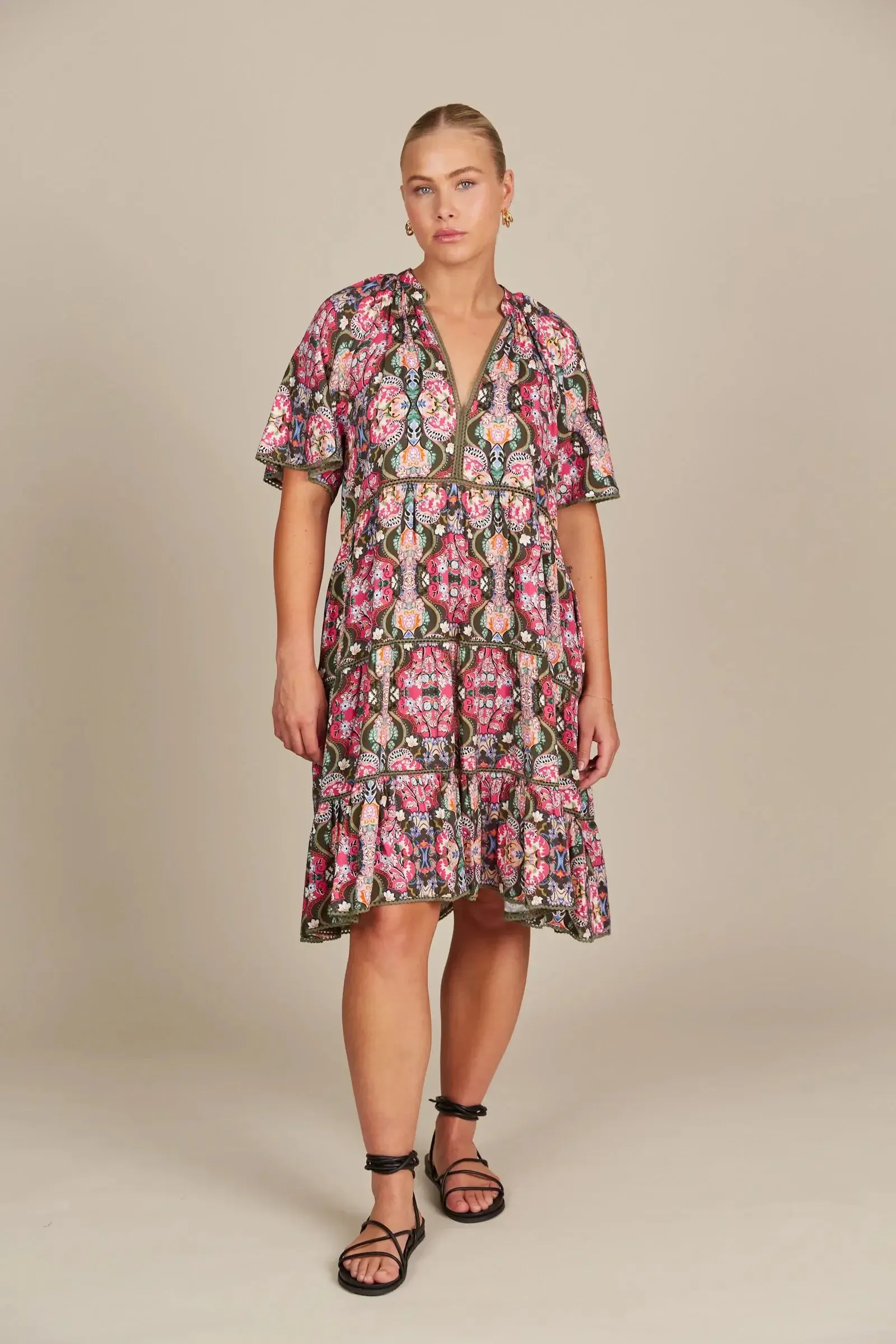 Isle of Mine Esme Dress - Olive Fleuron