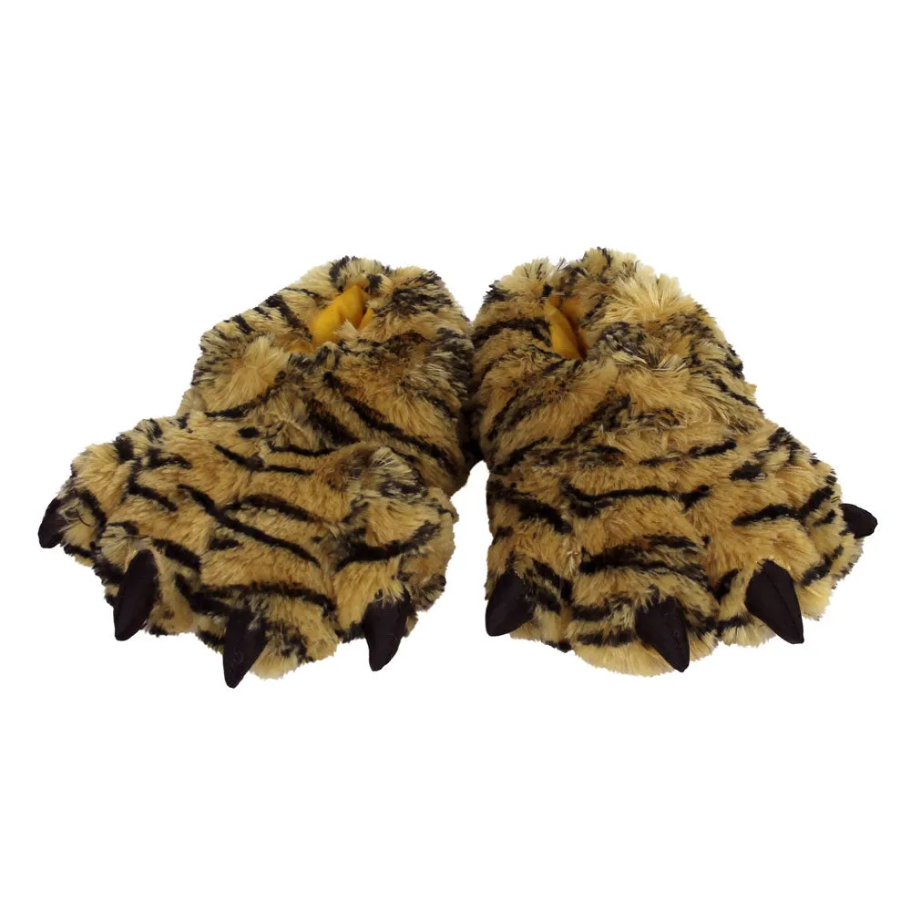 Kids Orange Tiger Paw Slippers