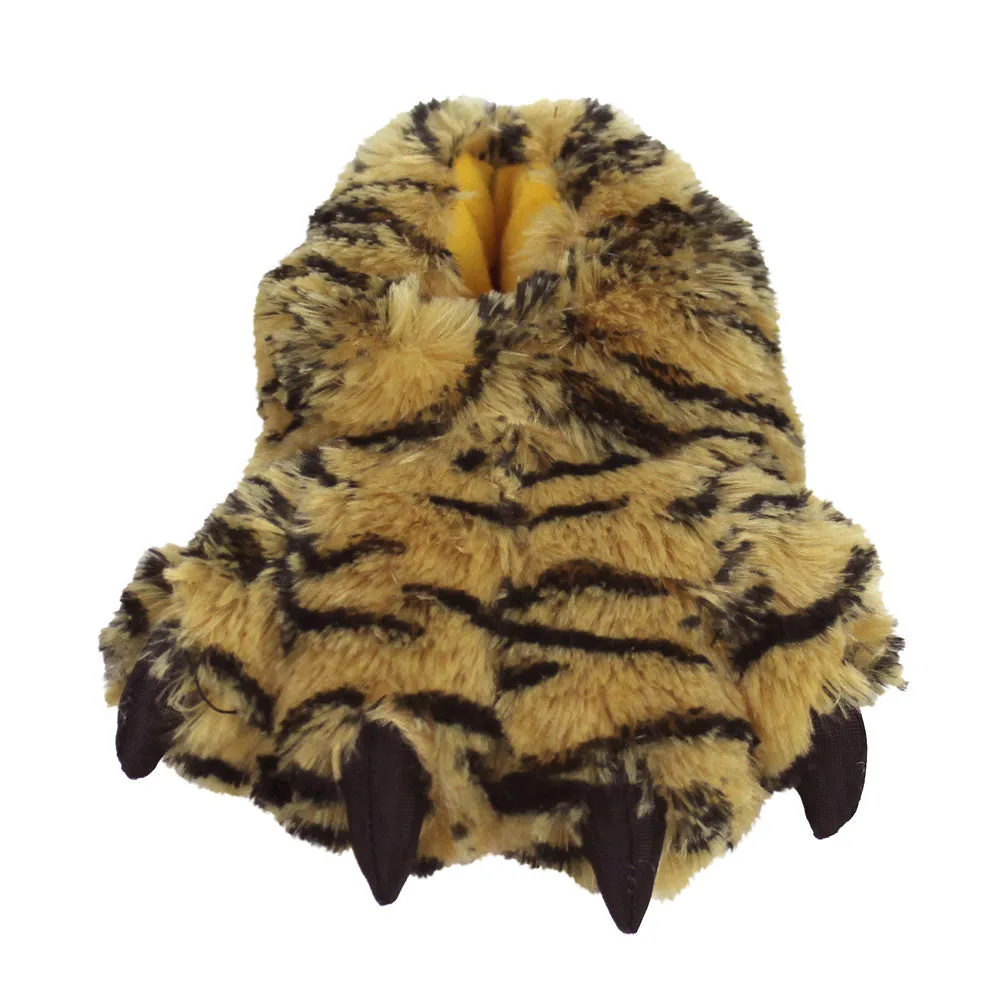 Kids Orange Tiger Paw Slippers