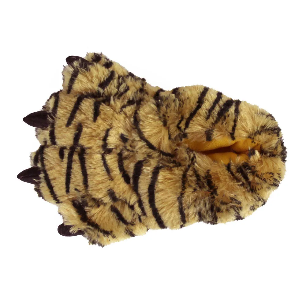 Kids Orange Tiger Paw Slippers