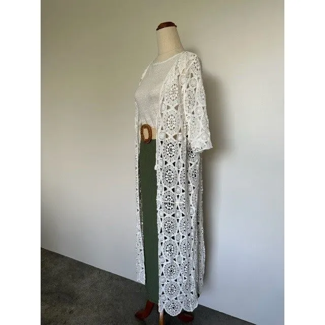 La Vie Boheme Duster - White Crochet Lace