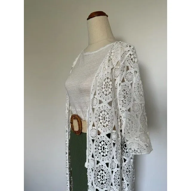 La Vie Boheme Duster - White Crochet Lace