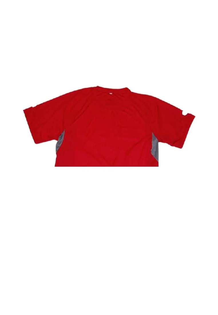 Landmark Short Sleeves Tshirt Round Neck Dri-fit With Reflective Print On Sleeves And Back- Red