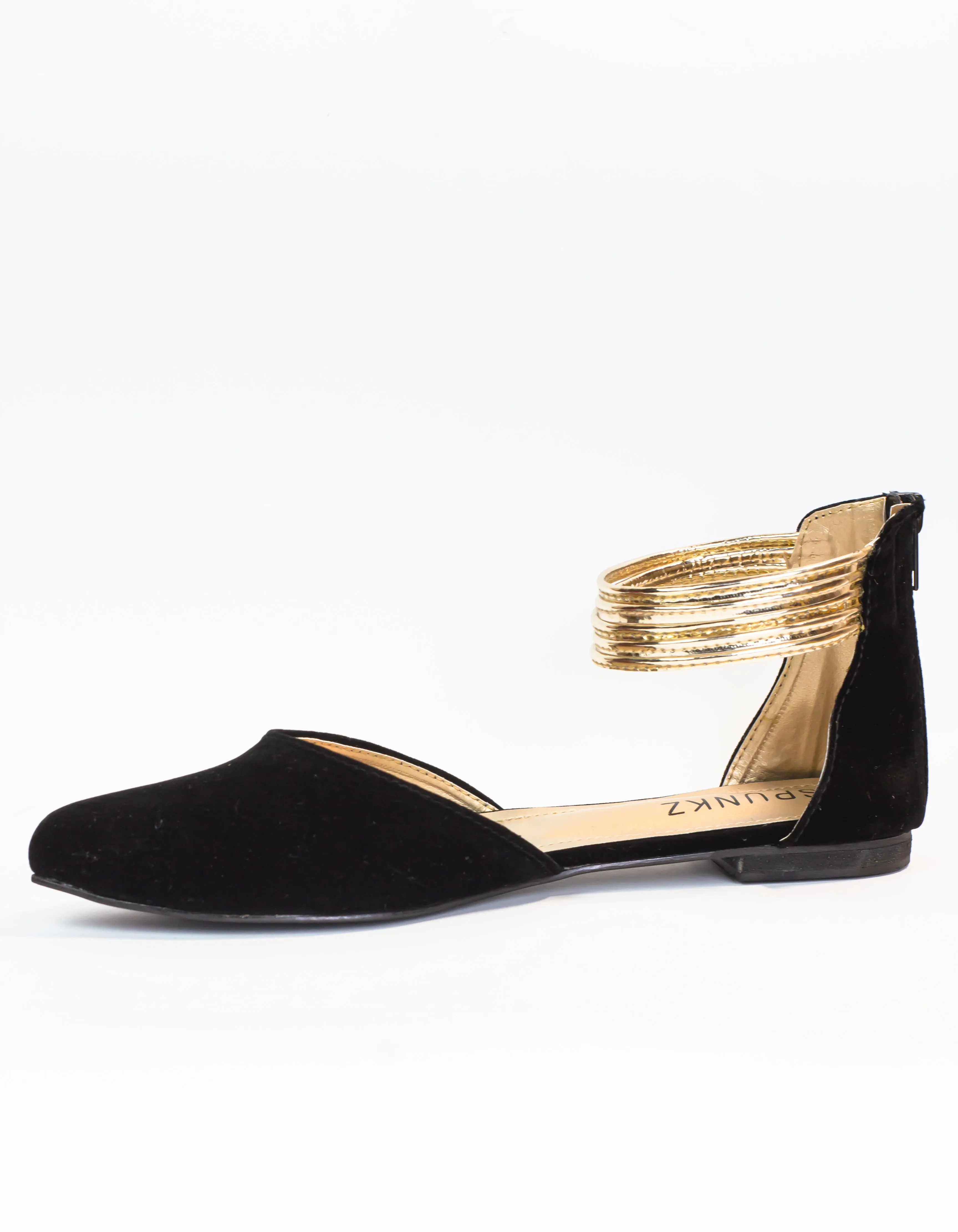 Layla Black Suede Hello Lover Flat Ankle Wrap Sandals