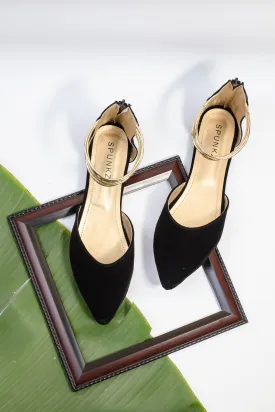 Layla Black Suede Hello Lover Flat Ankle Wrap Sandals