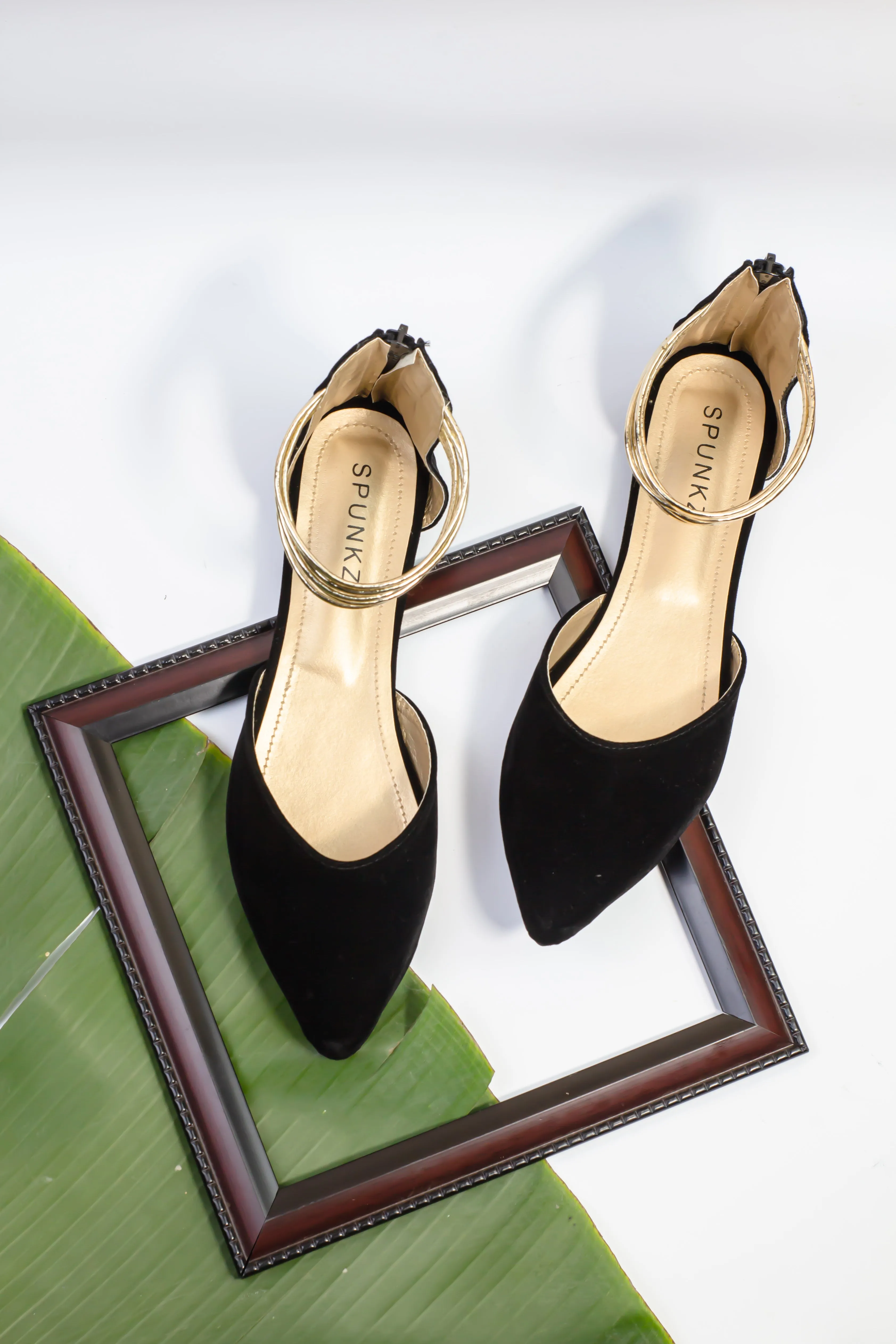 Layla Black Suede Hello Lover Flat Ankle Wrap Sandals