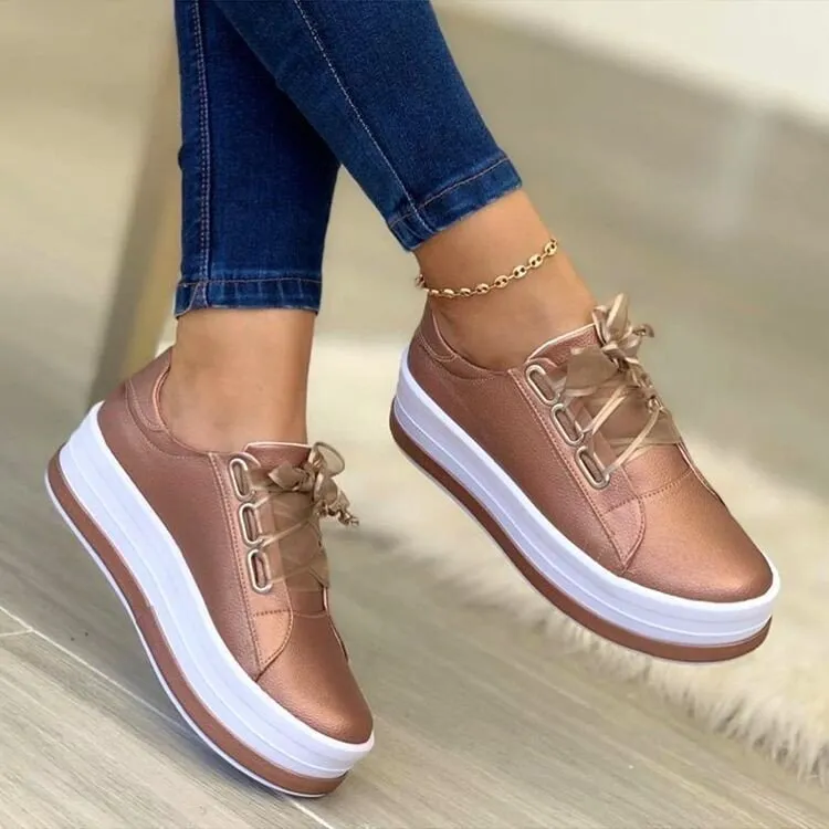 Lisa  Damenplattform-Sneaker mit Schleifen
