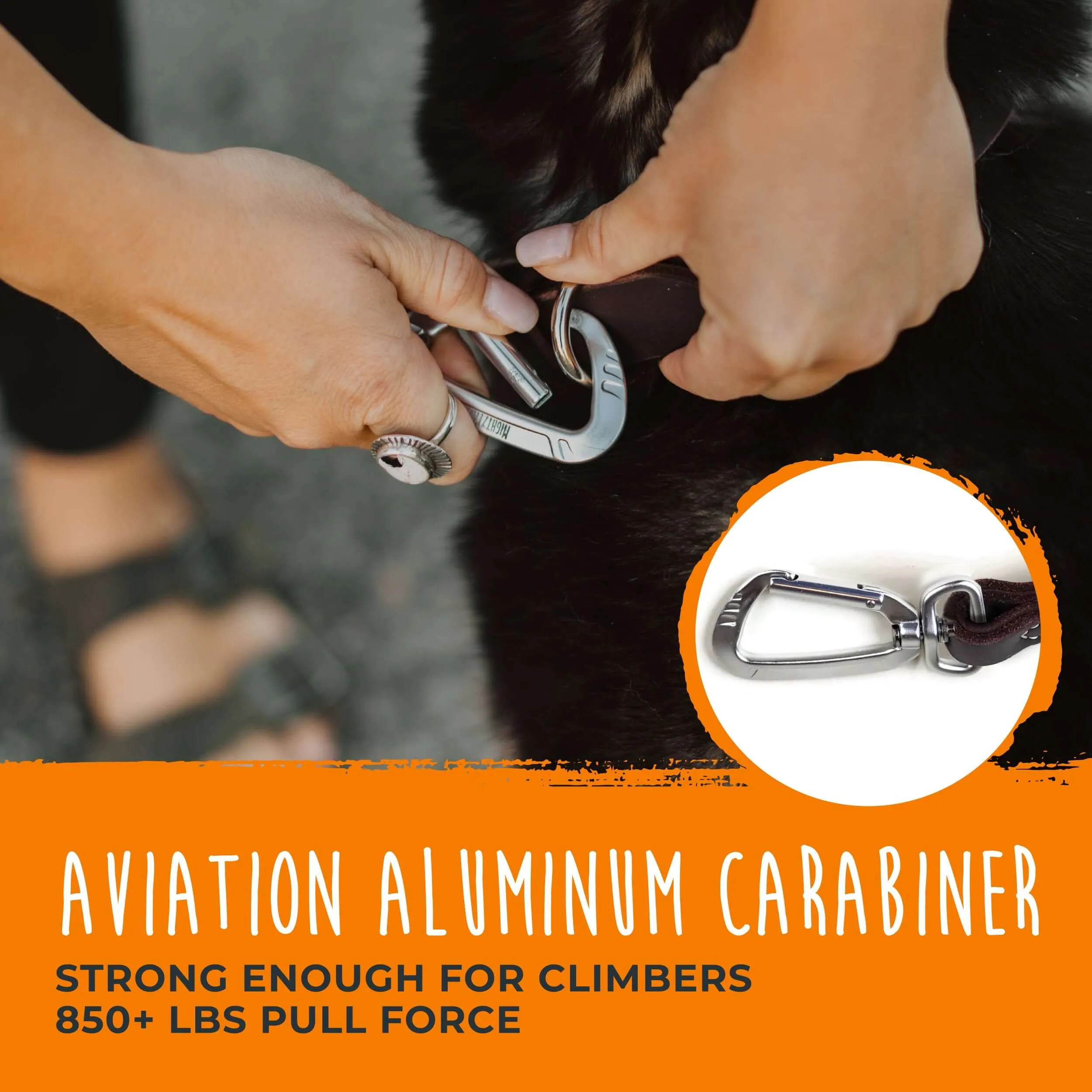 Mighty Paw Leather Leash Tab: Short Dog Leash for Training and Control