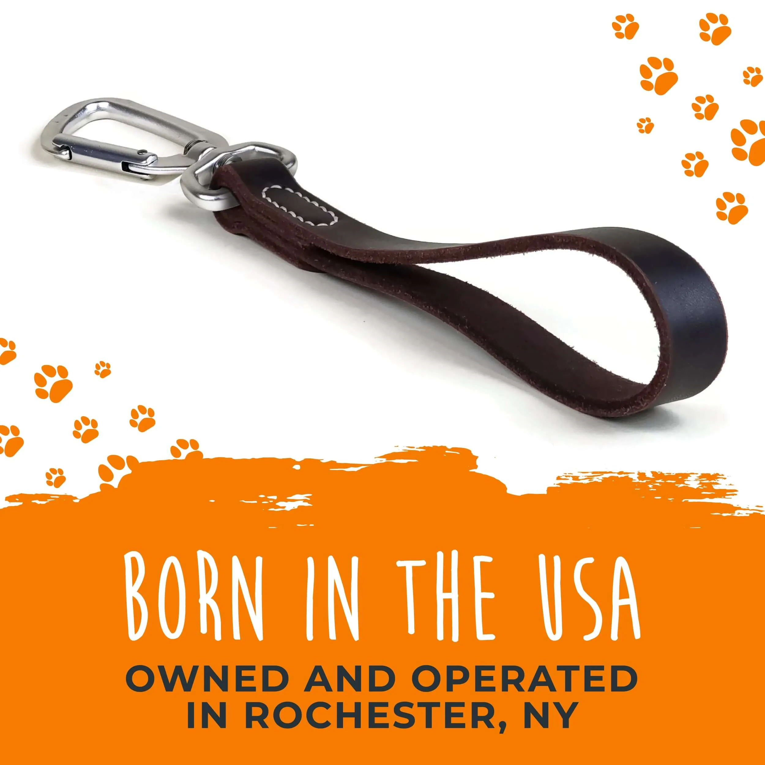 Mighty Paw Leather Leash Tab: Short Dog Leash for Training and Control