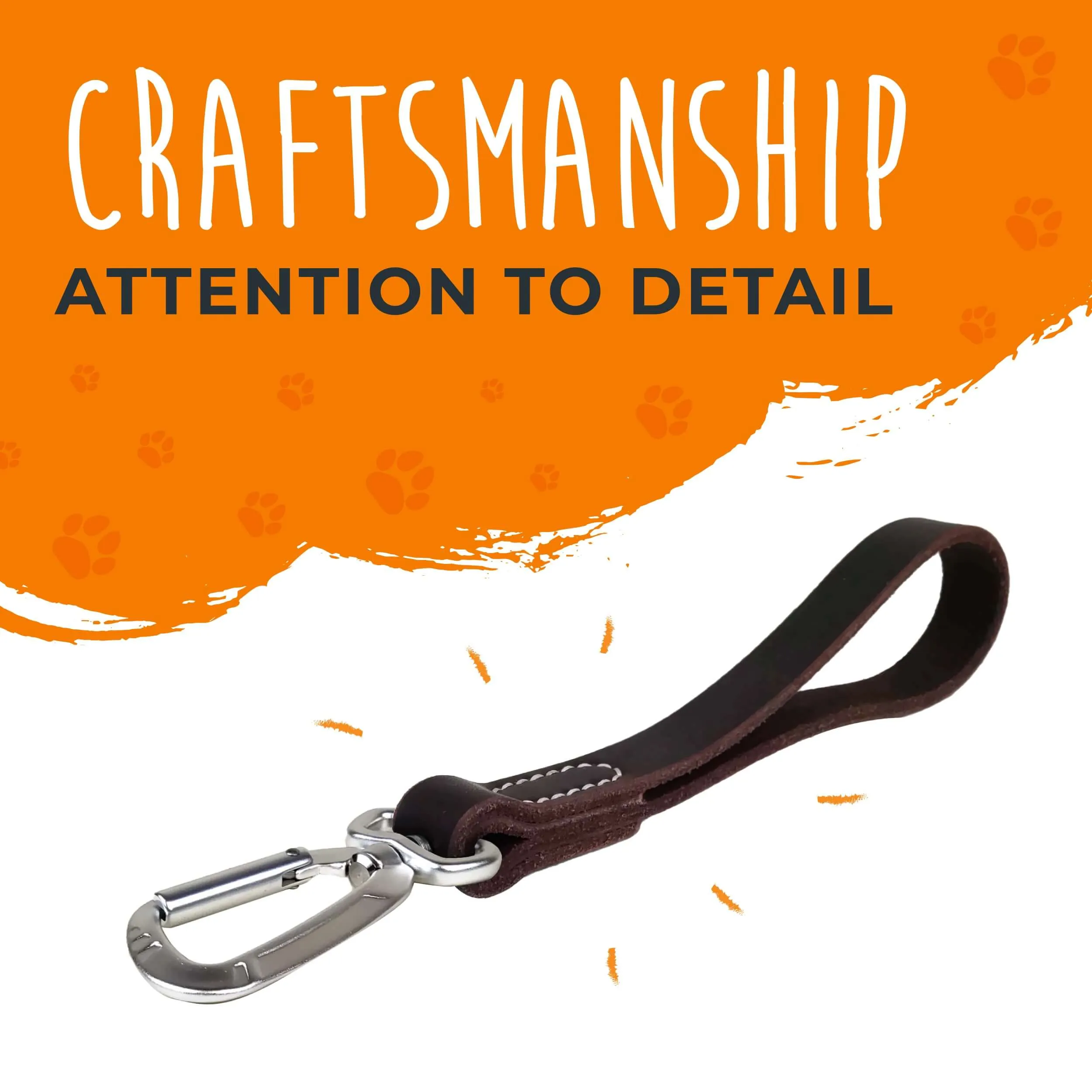 Mighty Paw Leather Leash Tab: Short Dog Leash for Training and Control