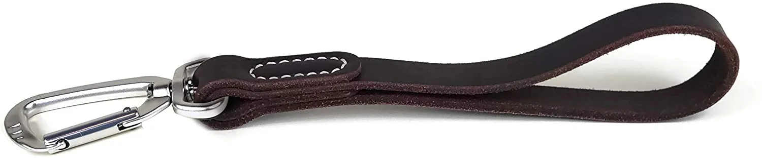 Mighty Paw Leather Leash Tab: Short Dog Leash for Training and Control