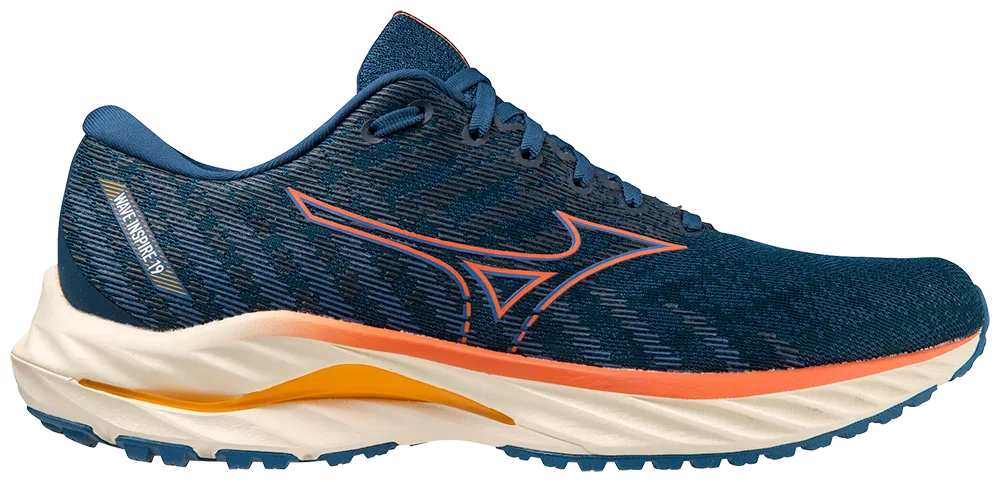 Mizuno Wave Inspire 19 (D Width) - Blue Opal/Tigerlily/Zinnia (Mens)