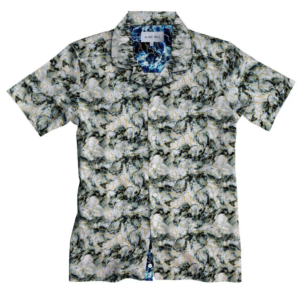 Morning Thunderstorm Open Collar Short Sleeve Shirt