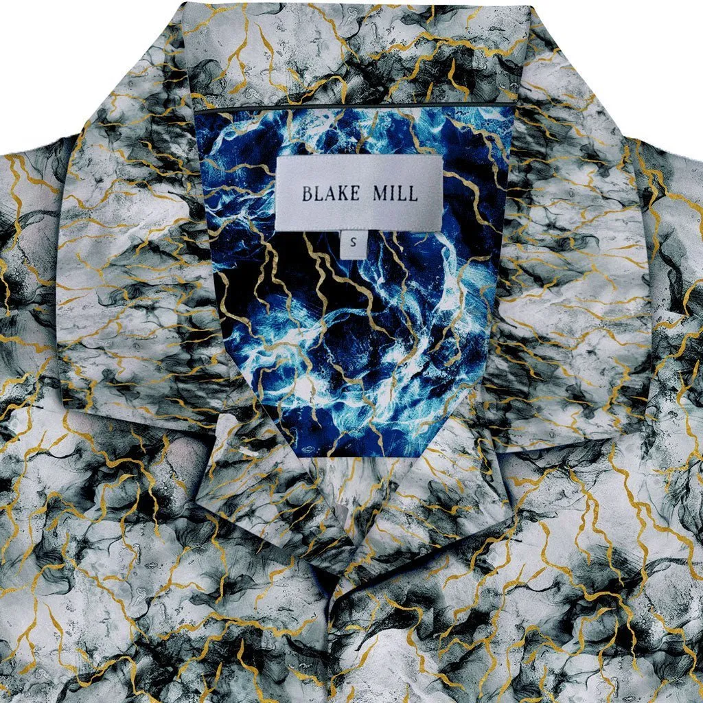 Morning Thunderstorm Open Collar Short Sleeve Shirt