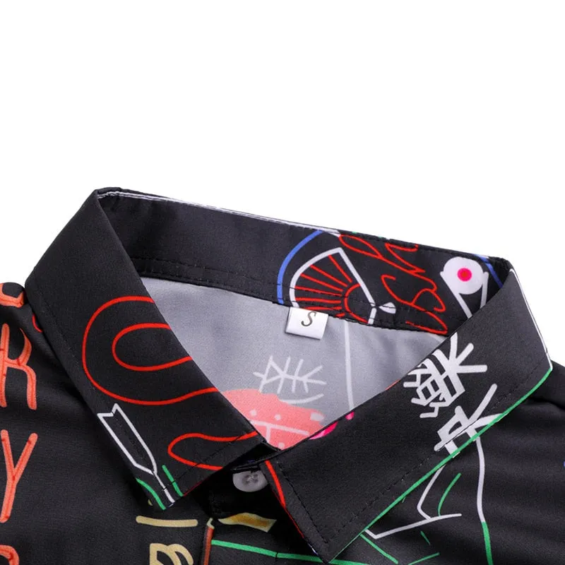 Neon Sign Print Beach Shirt